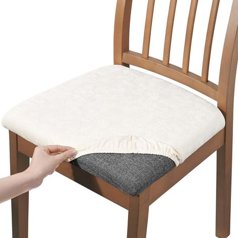 Stuhlhussen 6er Set Kunstleder Sitzbezüge für Esszimmerstühle, Beige (1/5)