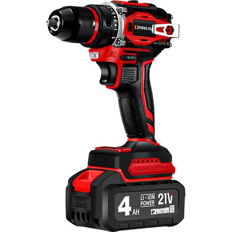 Perceuse visseuse percussion sans fil 21V 4,5Ah avec ensemble de 15 pièces, 2 batteries , rouge (1/4)