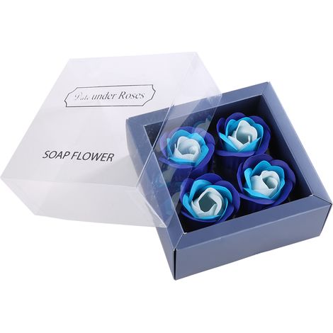 Bouquet De Fleurs De Savon Rose Simulée - Cadeau Romantique Saint Valentin Avec Boîte Et Ourson - Lot De 4 (1/5)