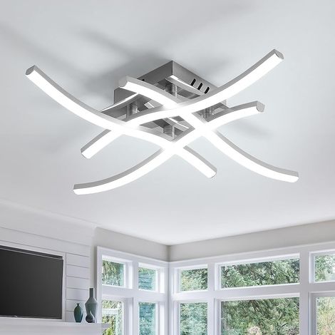 Plafonnier Led Salon, Lustre Chambre, Lampe Plafond Design Incurvé, Moderne Luminaire Plafonnier Led, 24W 2700LM, 6500K Luminaires intérieu, Lumière Blanc Froid Pour Couloir, Salon, Cuisine (1/5)
