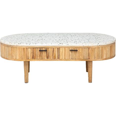 Table basse en terrazzo et bois de manguier Ambrine (1/5)