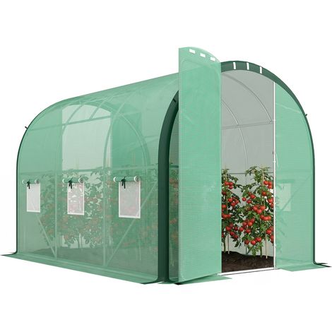 3 x 2 m Polytunnel Greenhouse-with Windows and Doors - Green (1/5)