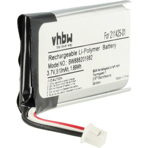 vhbw Batterie compatible avec Plantronics Savi W8210, 8210 casque audio, écouteurs sans fil (510mAh, 3,7V, Li-polymère)