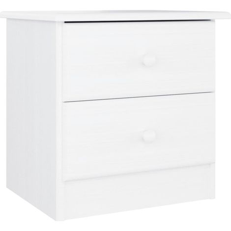 Mesita de noche con dos cajones 41 x 35 x 41 cm madera maciza de pino blanco DEC033083