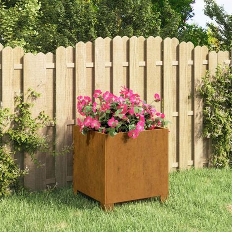 Jardinière Acier Corten Avec Pieds 32 X 30 X 33 cm. Aspect Rouille, Très tendance. Jardin, Patio, Balcon (1/5)