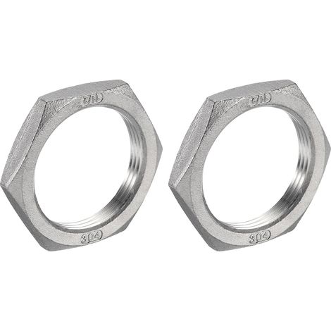 2pcs Fonte Tuyau Raccord Hex Contre-écrou 304Inox 1,5" Femelle (1/5)