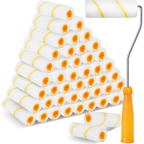 26 Pièces Rouleaux à Peinture, Rouleau Peinture 10 cm, Petit Rouleau Peinture, Rouleau de peinture pour laque, Rouleau Peinture avec 1 Rouleau à Peinture Pour Mur, Construction, Meubles (1/5)