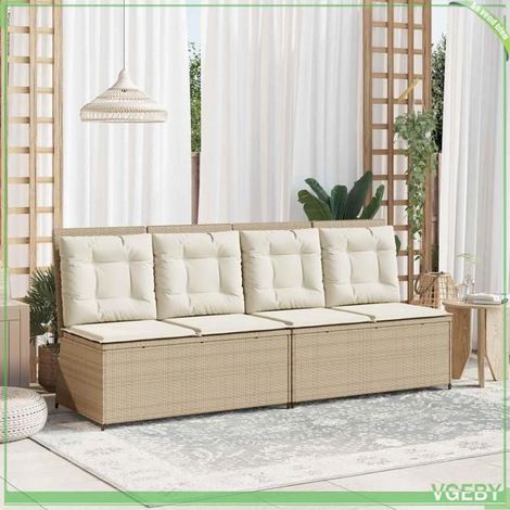 Banc de jardin inclinable - FAFEICY - 3394471 - Beige - Polyrotin - Dossier réglable (1/5)