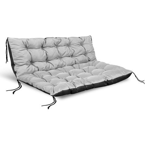 Set di cuscini da giardino 120/80 cm + 120/40 cm per panca in pallet, impermeabili, grigio chiaro