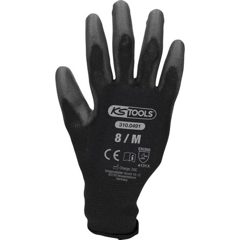 KS TOOLS Guantes de microfibra fina negros 8 12 pares - 310.0491 (1/5)