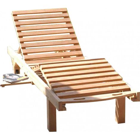 Lettino Prendisole da Giardino Lidia 65x208x35 h cm in Legno Marrone (1/5)