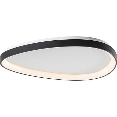 Lotus Plafoniera LED 48W 3000K IP20 - Lampada da soffitto asimmetrica in metallo verniciato nero, design sottile ed elegante - Rossini Group (1/5)