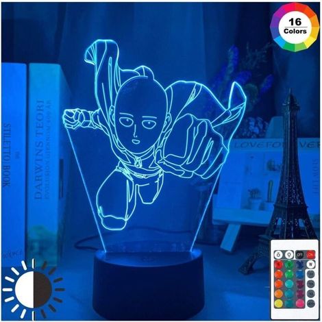 One Punch Man Saitama Figure Led Veilleuse Lampe our La Décoration De La Maison Veilleuse Cool Manga Magasin Décor Idées Table 3d Lumière (1/5)