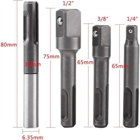 Xuyan 4Pcs 1-4" 3-8" 1-2" Porte Embouts SDS-Plus Magnétique Extension de Vissage Tournevis (1/4)