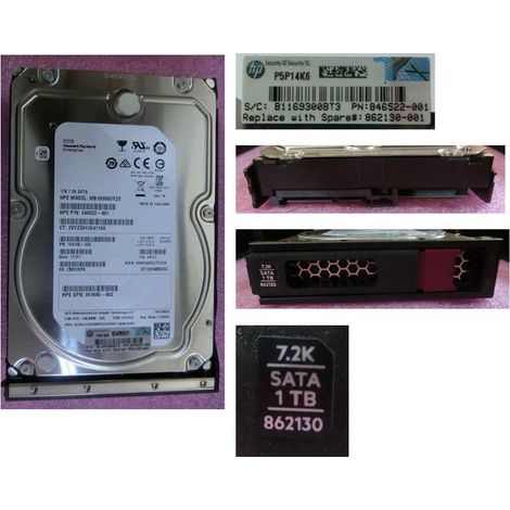Disco rigido HP Enterprise da 1 TB SATA 6G 7.2K LFF LP, codice 862130-001