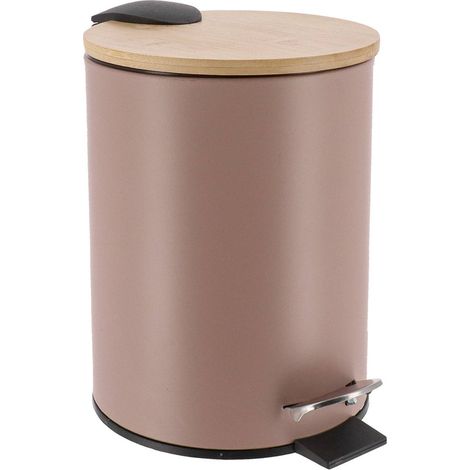 Cestino per rifiuti in metallo da 3 l con freno a caduta - bambù cappuccino - Tendance