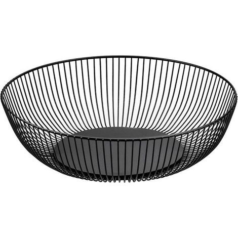 Corbeille à fruits en fil métallique noir 27,5 x 9 cm - Corbeille à fruits en métal - Design arrondi - Rangement ajouré (1/4)