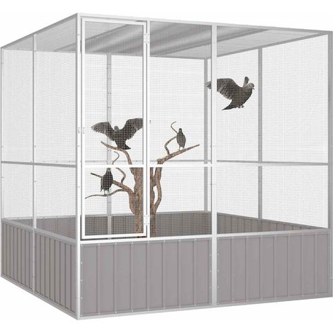 Cage à oiseaux Gris 213,5x217,5x211,5 cm Acier galvanisé (1/5)