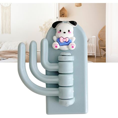 Patère murale autocollante innovante en forme d'animal mignon pour enfants, idéale pour les dortoirs : chien avec nœud papillon bleu (1/5)