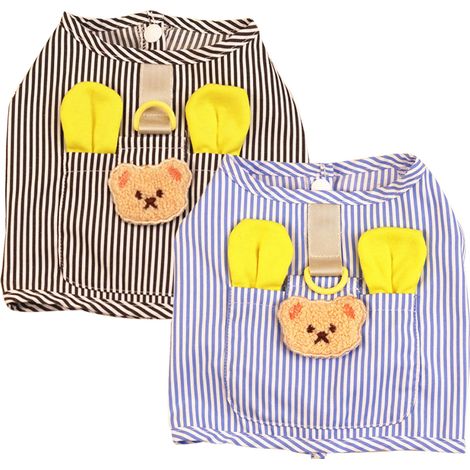 2 pièces gilet pour chien, ajustable avec velcro, en coton, pour chiots de 1,1 à 5,4 kg, bleu ou noir (1/5)