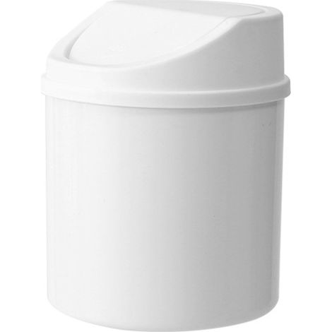 Poubelle de bureau en plastique, couvercle rabattable, petite poubelle multifonctionnelle avec couvercle pour décoration de salon, blanc (1/5)