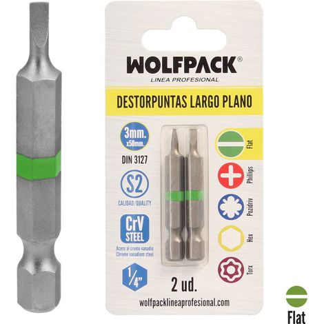 Destorpuntas Largo Plano 3 mm. (2 Piezas) Acero S2 al Cromo Vanadio (1/5)