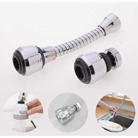 Aeratore per rubinetto, girevole a 360 gradi, aeratore per rubinetto a risparmio idrico per lavello da cucina (acqua calda e fredda), corto + lungo (1/4)