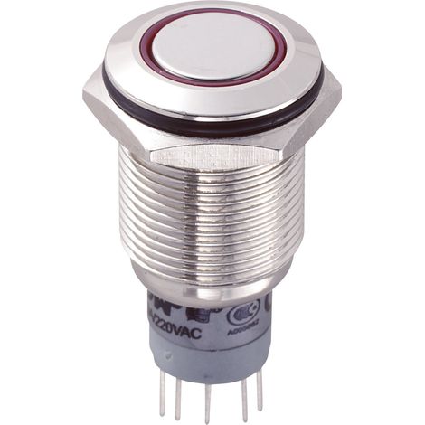 TRU COMPONENTS 701859 LAS2GQF-22ZE/R/12V/N/P Vandalismusgeschützter Druckschalter 250 V/AC 3 A 2 x E