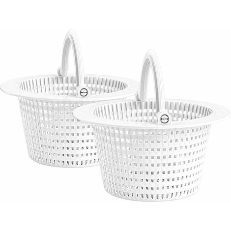 Lot de 2 paniers de skimmer pour piscine – Poignée pivotante – 6,15 pouces Pour piscines hors-sol, montage mural (1/4)