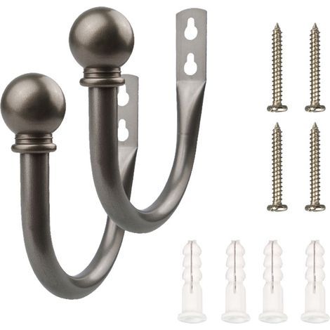 1 paire d'embrasses de rideaux blanches en forme de U, crochets décoratifs en métal pour chambre à coucher - Gris argenté 16 cm (1/5)