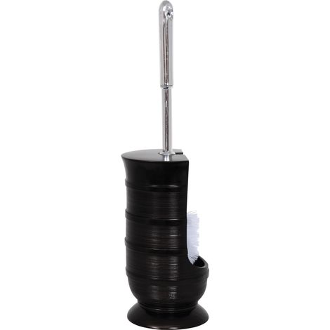 MSV – Brosse WC avec support en polyrésine noir – Poils résistants à l'usure – Design classique pour salle de bain – Dimensions 10,5x36cm
