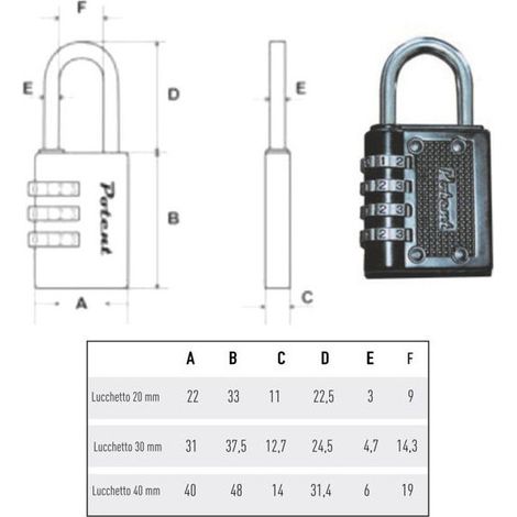 Cadenas en alli de 40 mm avec combinaison puissante