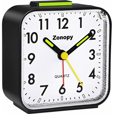 Réveil analogique silencieux avec veilleuse, fonctionne avec piles, alarme forte, répétition, écran lumineux, design portable, horloge de voyage, rentrée scolaire (1/5)