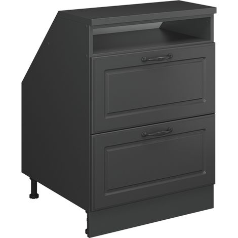 Meuble sous pente R-Line, Anthracite campagne, 60cm 2 tiroirs, 60 cm de profondeur, Vicco