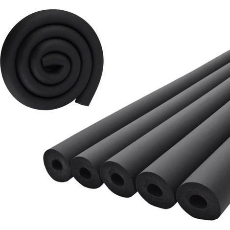 5er Set schwarze Dämmröhren aus Kautschukschaum, 22 mm InnenØ, 9 mm Wandstärke, 1,8 m lang, flammhemmend, Frostschutz für Heiz- und Sanitärleitungen (1/5)