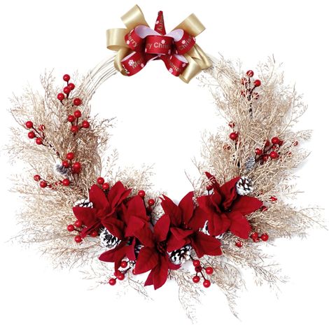 Guirlande De Noël - Couronne En Forme De Rond - En PVC Écologique - Pour Porte Mur Arbre De Noël - 50 cm - 1 Pièce (1/5)