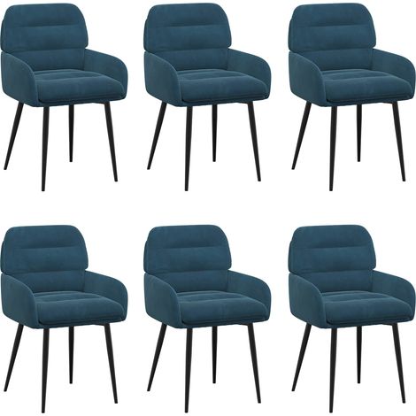 Maison Exclusive - Sedie da pranzo 6 pz Velluto Blu 59 x 59,5 x 90 cm (1/5)