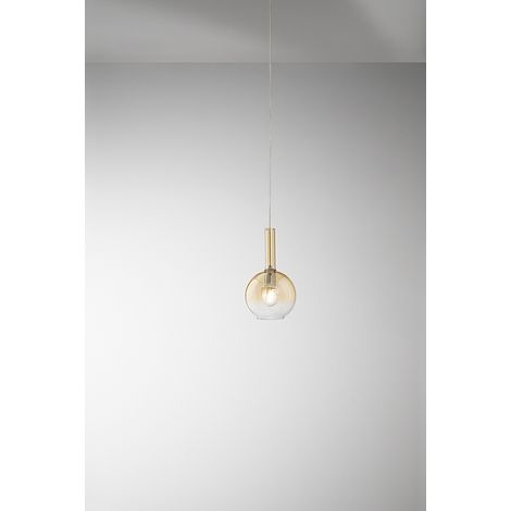 Suspension En Verre Borosilicate Ambre Dégradé, Douille E27, Design Moderne, Câble Ajustable, Diamètre 20 Cm, Ip20 - Luminaire Intérieur Perenz (1/2)