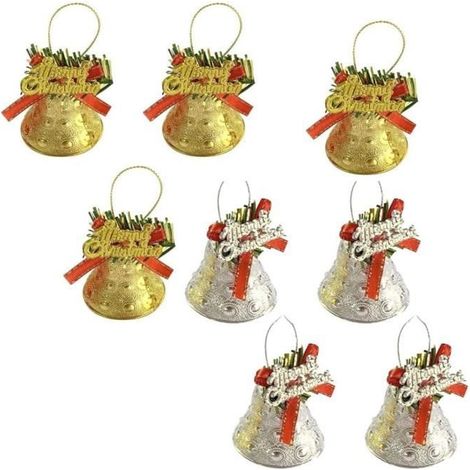 (oder) Weihnachtsglocke – Nicht spezifiziert – 8 kleine goldene und silberne Glöckchen – Kunststoff – 5 x 4,5 cm – Festliche Dekoration (1/4)