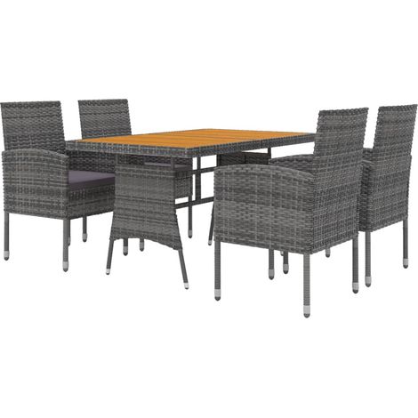 Ensemble à manger d'extérieur 5 pcs Résine tressée Gris vidaXL (1/5)
