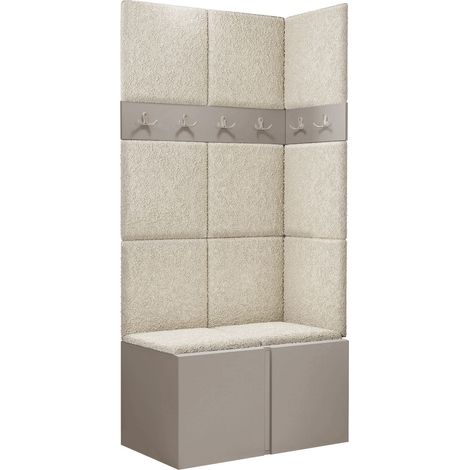 Conjunto para recibidor Pinis I, Abriamo 3, 186x84x46cm, Aglomerado laminado, Tapiz, Colocada, Montada en la pared