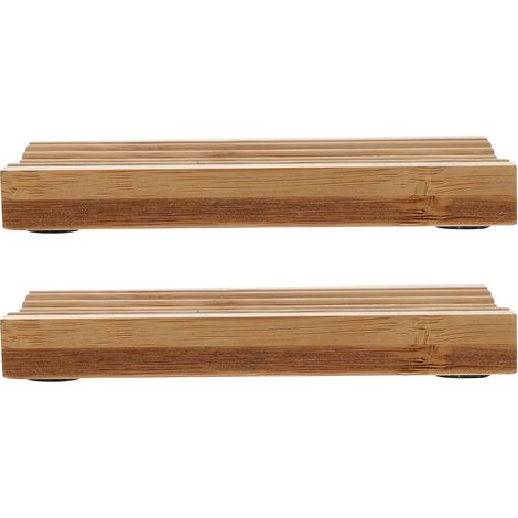 Lot de 2 Porte-savons en Bambou Design Ondulé, Compact et Multifonctionnel, Plateau de Rangement pour Savonnette Solide, pour Salle de Bain et (1/5)