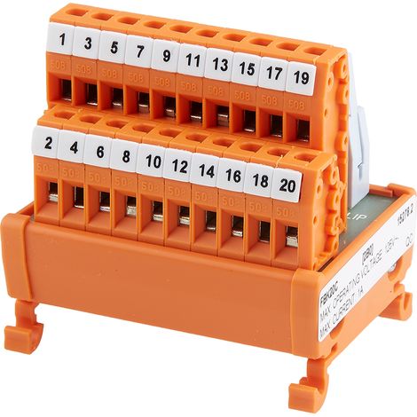 Module d'interface HE10 20 Contacts, Mâle, Montage sur Rail DIN ( Prix pour 1 )
