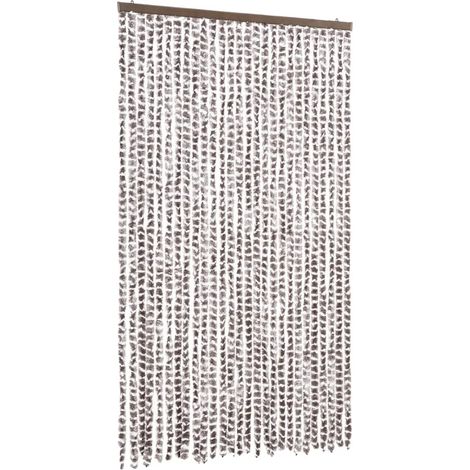 Rideau anti-mouches taupe et blanc 118x220 cm chenille CFW65164 (1/5)