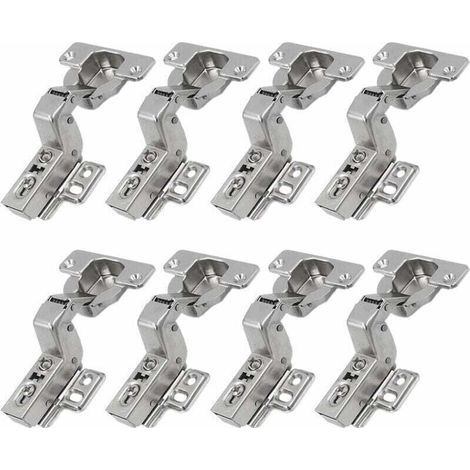 110 Degré Rentrant Charnières 35mm sans Amortissement pour Porte de Placard Cuisine Charniere pour Meuble Armoires Ferrage Rentrant Applique-8pcs - Argent (1/4)