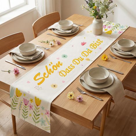 Chemin de table - Décoration de table d'anniversaire, de mariage, de communion, de baptême, de fête dans le jardin, en été - 180 x 33 cm (1/5)