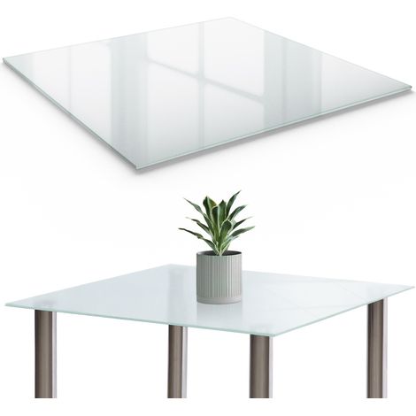 Plateau de table - en verre givré - pour table basse - pour bureau - en verre trempé - pour table à manger - avec effet décoratif - 50x50 cm