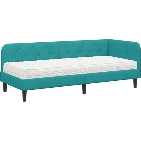 Maison Exclusive - Cornice del letto ad angolo Turchese 80 x 200 cm Velluto