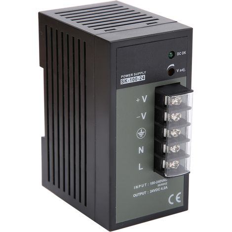 Alimentation à découpage pour rails, interrupteur réglable DIN de qualité industrielle SK-100-24, 100-240 V CA