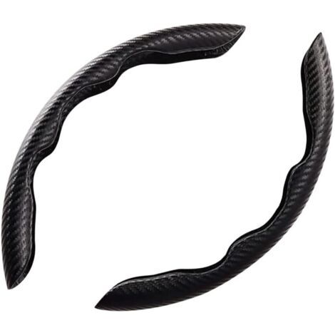 Housse de Volant Univers en pour Voiture, Lot de 2 Couvre-Volant Universels en Fibre de Carbone, Accessoire Intérieur, Ultra Léger, pour la Plupart des Voitures (Noir) (1/5)